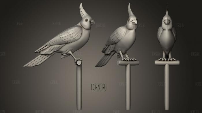 Parrot on a perch stl model for CNC